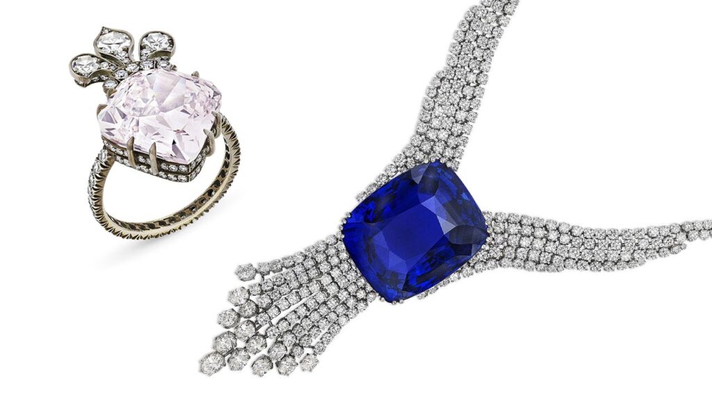 Blue Belle necklace and Marie-Thérèse Pink Diamond at Christie's image