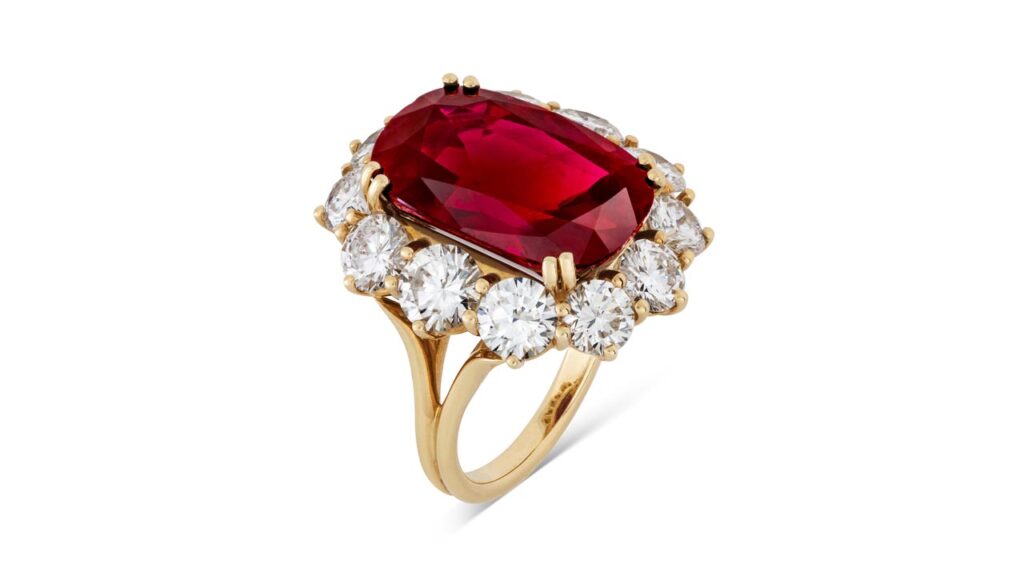 Cushion-shaped Burmese ruby ring at Christie's image