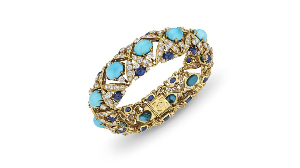 Turquoise, sapphire and diamond bracelet at Christie's image