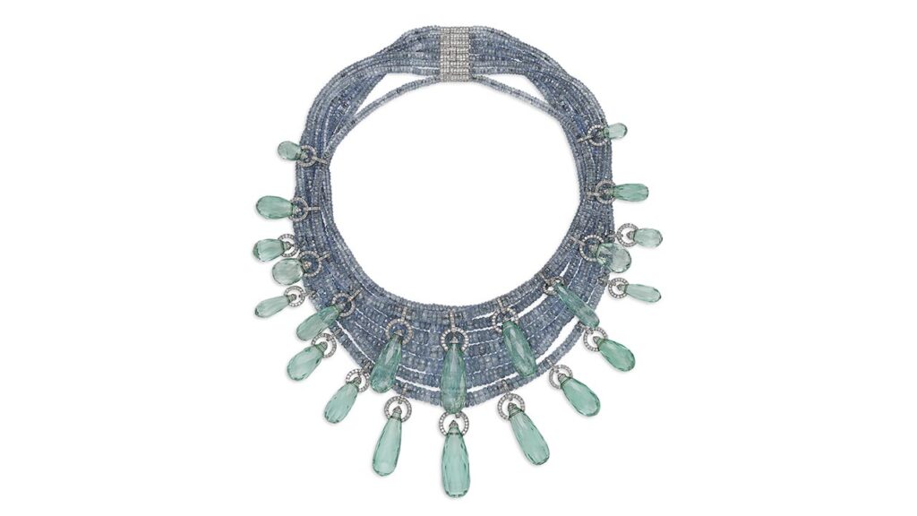 Sapphire, emerald and diamond necklace at Christie's image