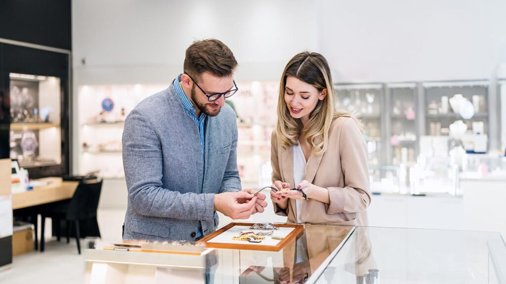 Shoppers at a jewelry store image