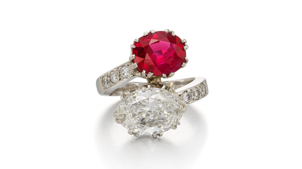 Toi et moi ruby and diamond ring at Sotheby's image