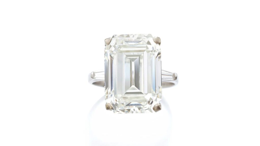 Step-cut diamond ring at Sotheby's image