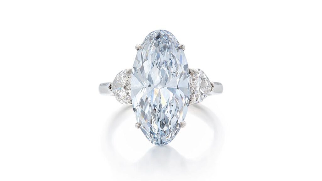 Oval light blue diamond ring at Sotheby's image