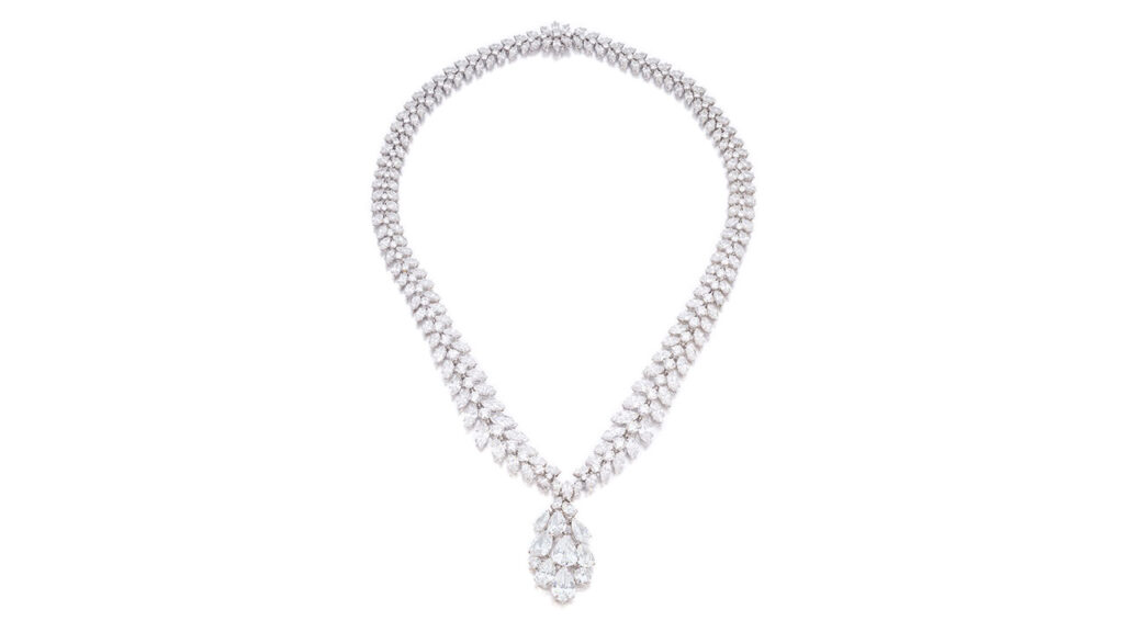 Marquise-shaped and brilliant-cut D-color diamond necklace at Sotheby's image