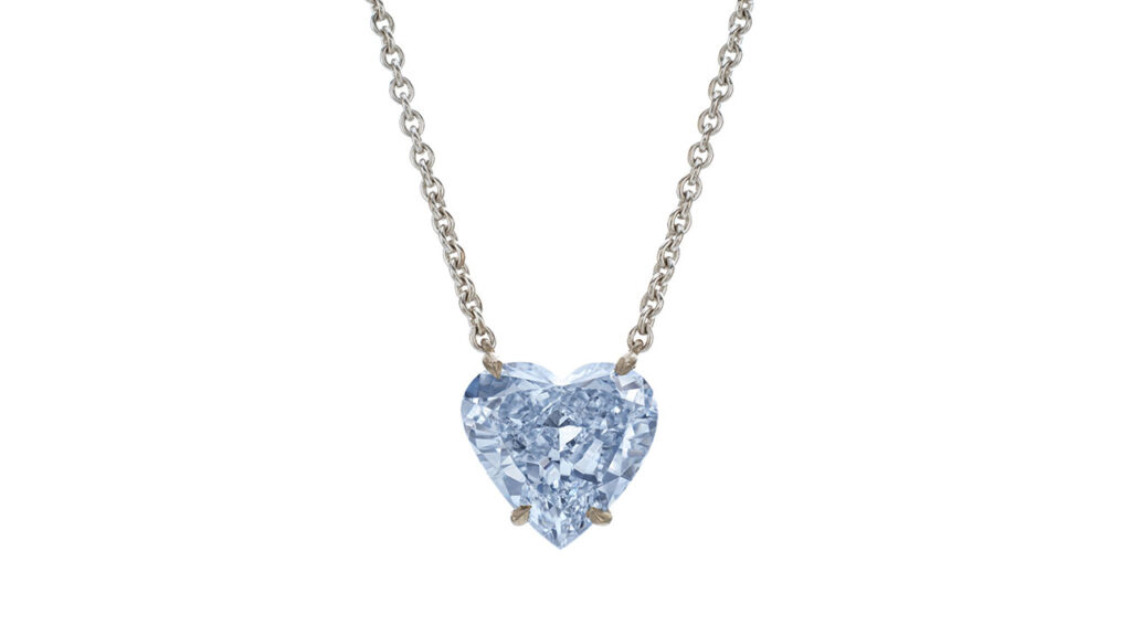 Heart-shaped blue diamond necklace at Sotheby's image