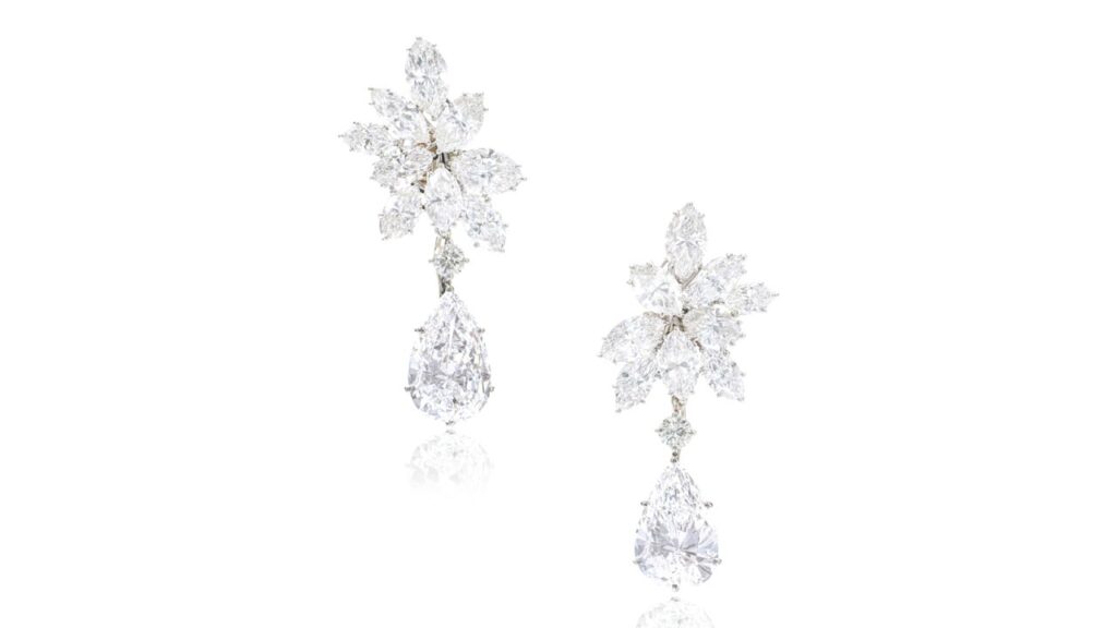 Van Cleef & Arpels marquise-shaped diamond earrings at Sotheby's image