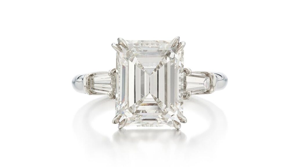 Harry Winston ring emerald-cut diamond ring at Sotheby's image