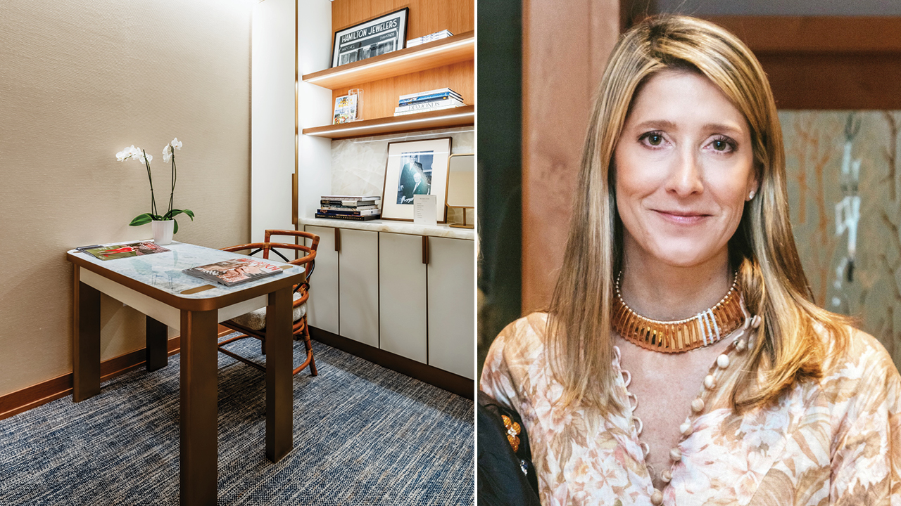 A quiet corner for consultations at the refurbished Hamilton Jewelers store (left), Hamilton executive vice president Anne Russell headshot