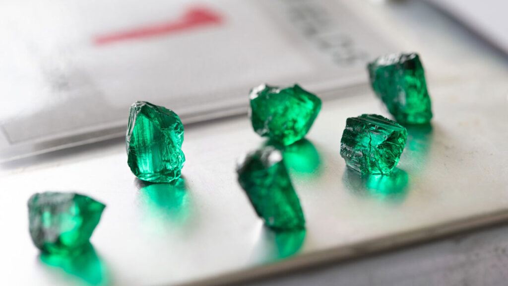 Rough emeralds from Gemfields' Kagem mine image