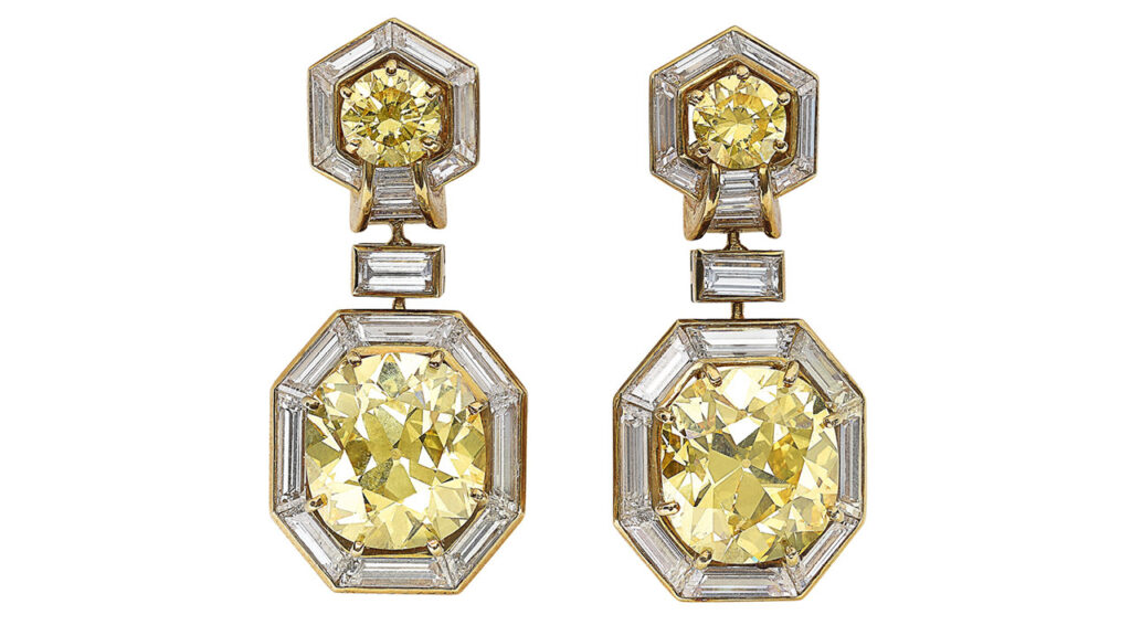 yellow diamond earrings image