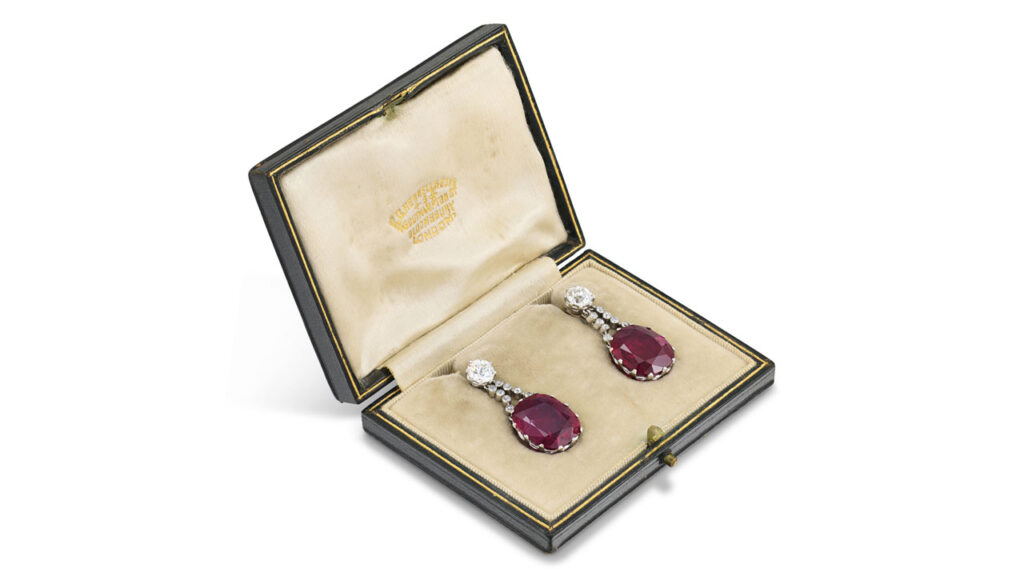 Ruby and diamond earrings at Christie's image