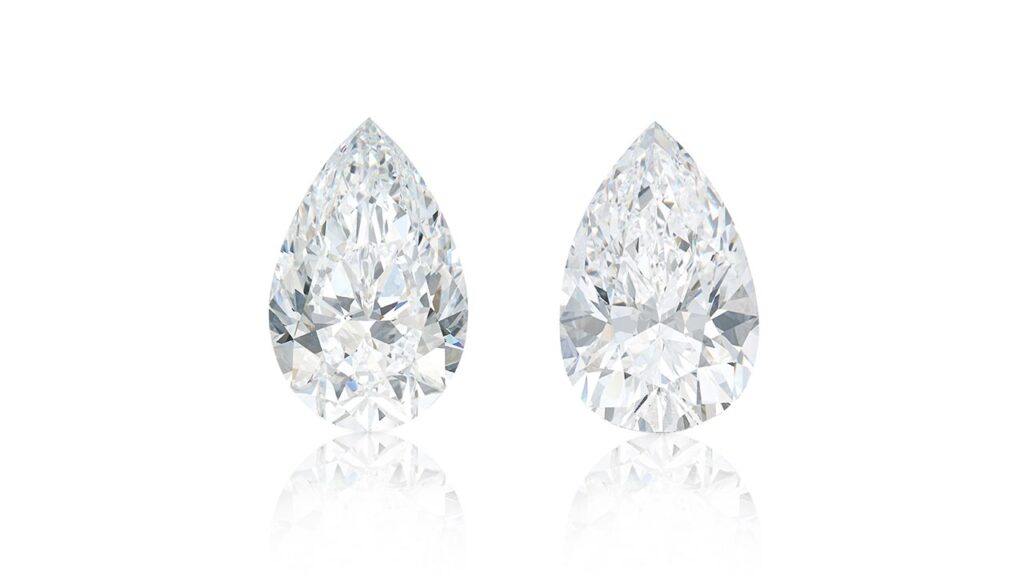 Pair of unmounted pear-shaped diamonds at Sotheby's image